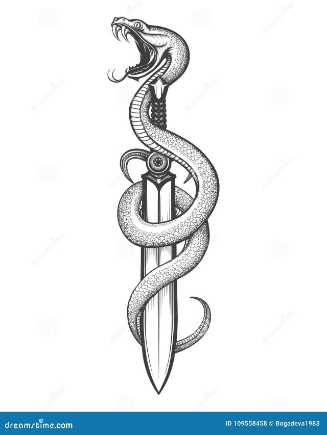 Sintético 94+ Foto serpiente enroscada en una espada significado Mirada tensa